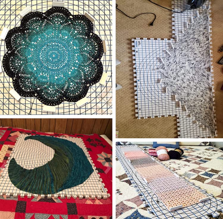 WOOLOVE Blocking Mats for Wet and Steam Blocking with Grids and Radial Circles for Curved Projects - 1 cm Thickness - Set of 9 Marked with Numbers Includes 50 t pins and Storage Bag - Image 5